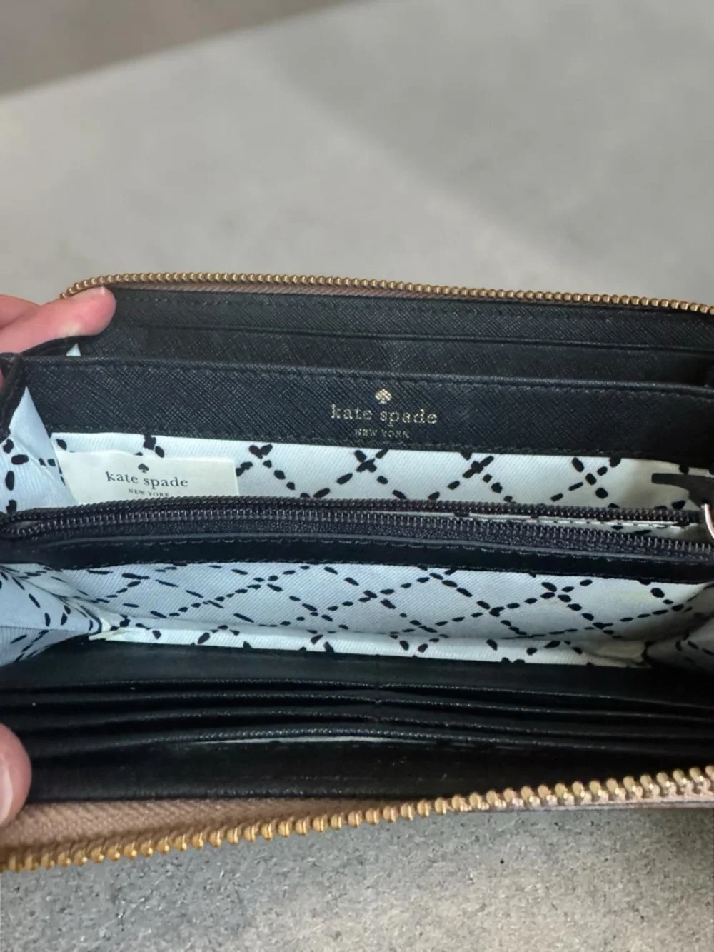 kate spade Two-Tone Zip Wallet in Taupe and Black - Picture 6 of 7